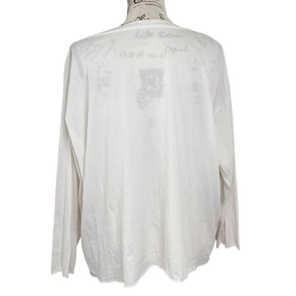 Planet by Lauren G Womens Top White Long Sleeve Silver Foil Panel One Size - Picture 3 of 8